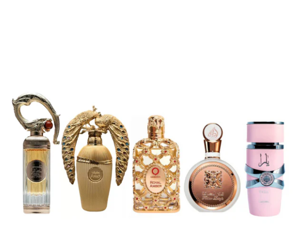 Promoção Pague 2 Leve 5 - Lattafa Yara, Fakhar e Royal Amber, Asad Lattafa, Sehr Lattafa e Lattafa Afeef - 100ml cada - QUEIMA DE ESTOQUE!